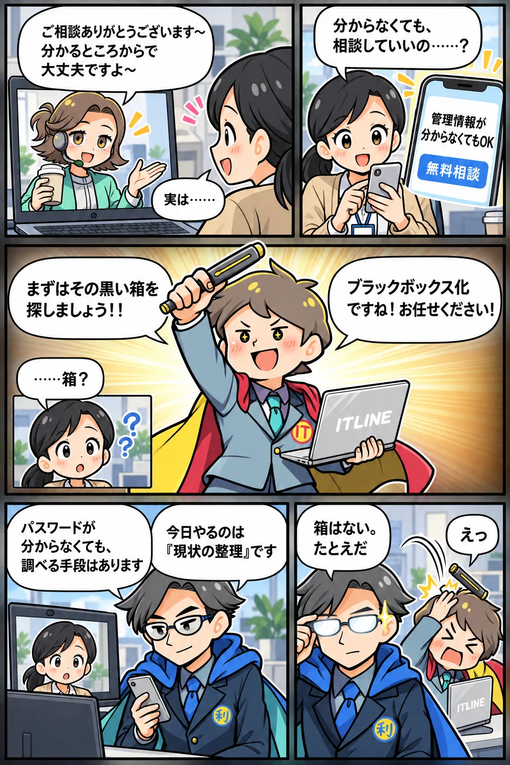 引き継ぎ資料もパスワードもない状態で、ITLINEに相談する